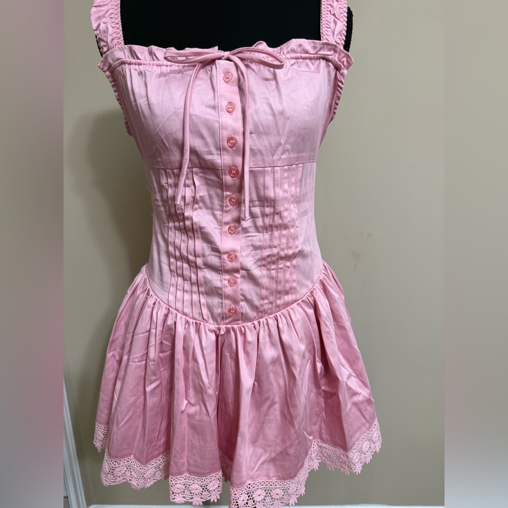 Forever 21 Light Pink Button-Front Tiered Sundress